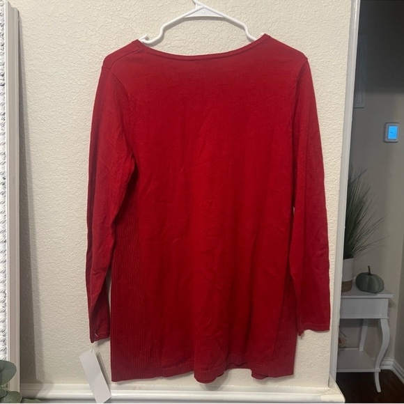 PETITE SMALL J Jill true Red Scoop Neck
Lightweight Ribbed Sides Sweater - Picture 13 of 16